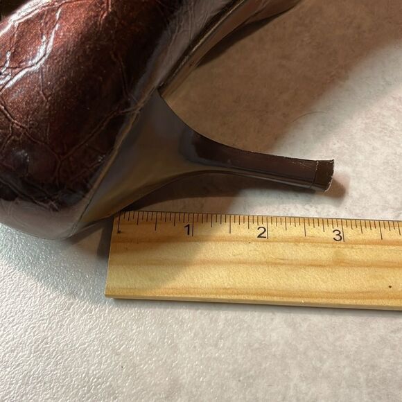 Diba East Womens Brown Faux Patent Leather Open Toe Heel Sz 6 - Picture 10 of 12